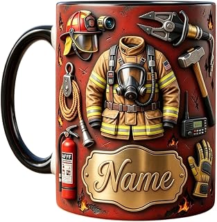Personalized Fire Fighter Mug, Firefighter Gift Idea, Fireman Coffee Mug Custom Name Mug Appreciation Gift for Firefighters Duty Honor Cup