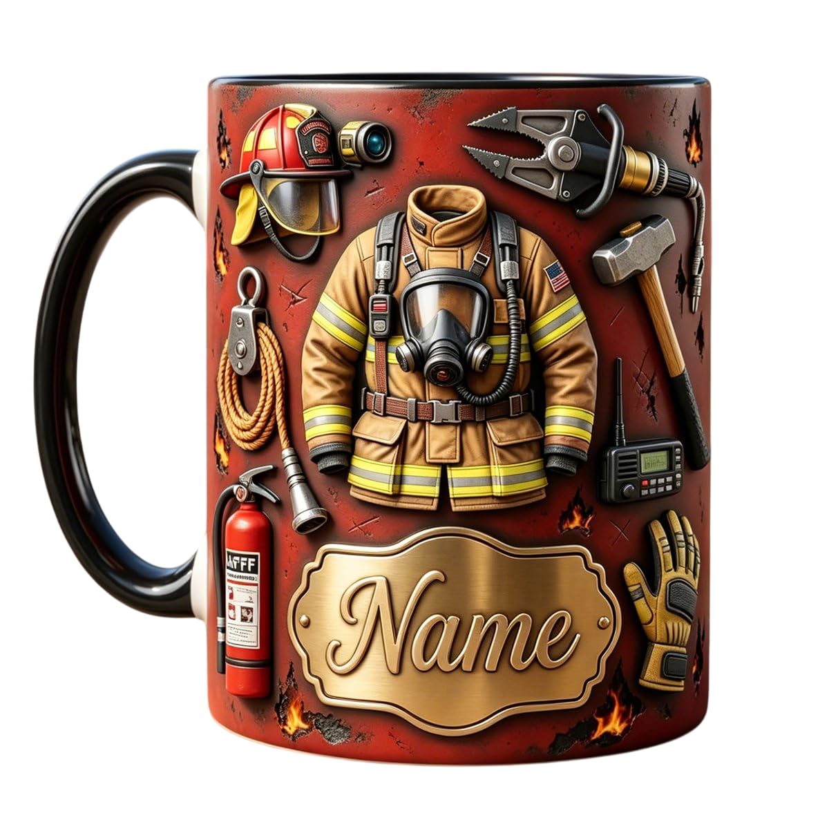 Personalized Fire Fighter Mug, Firefighter Gift Idea, Fireman Coffee Mug Custom 