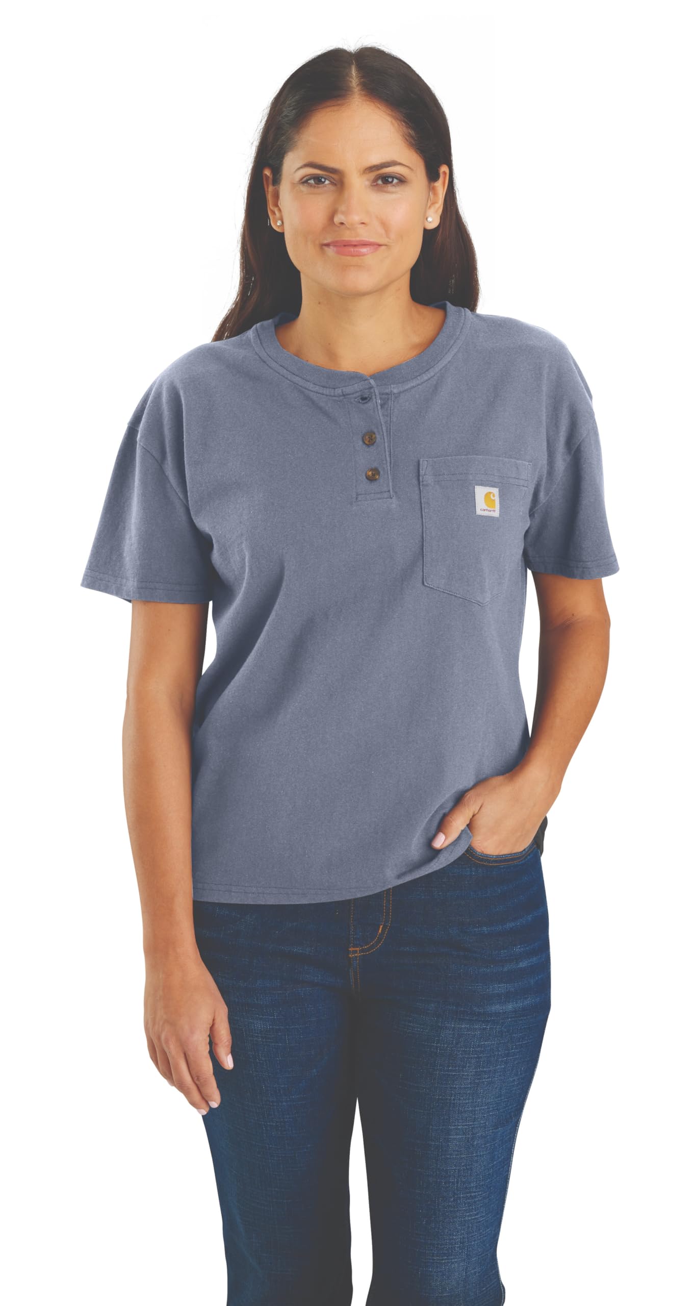 Carhartt Henley T-Shi 106813 Women's Loose Short Sleeve T-Shirt