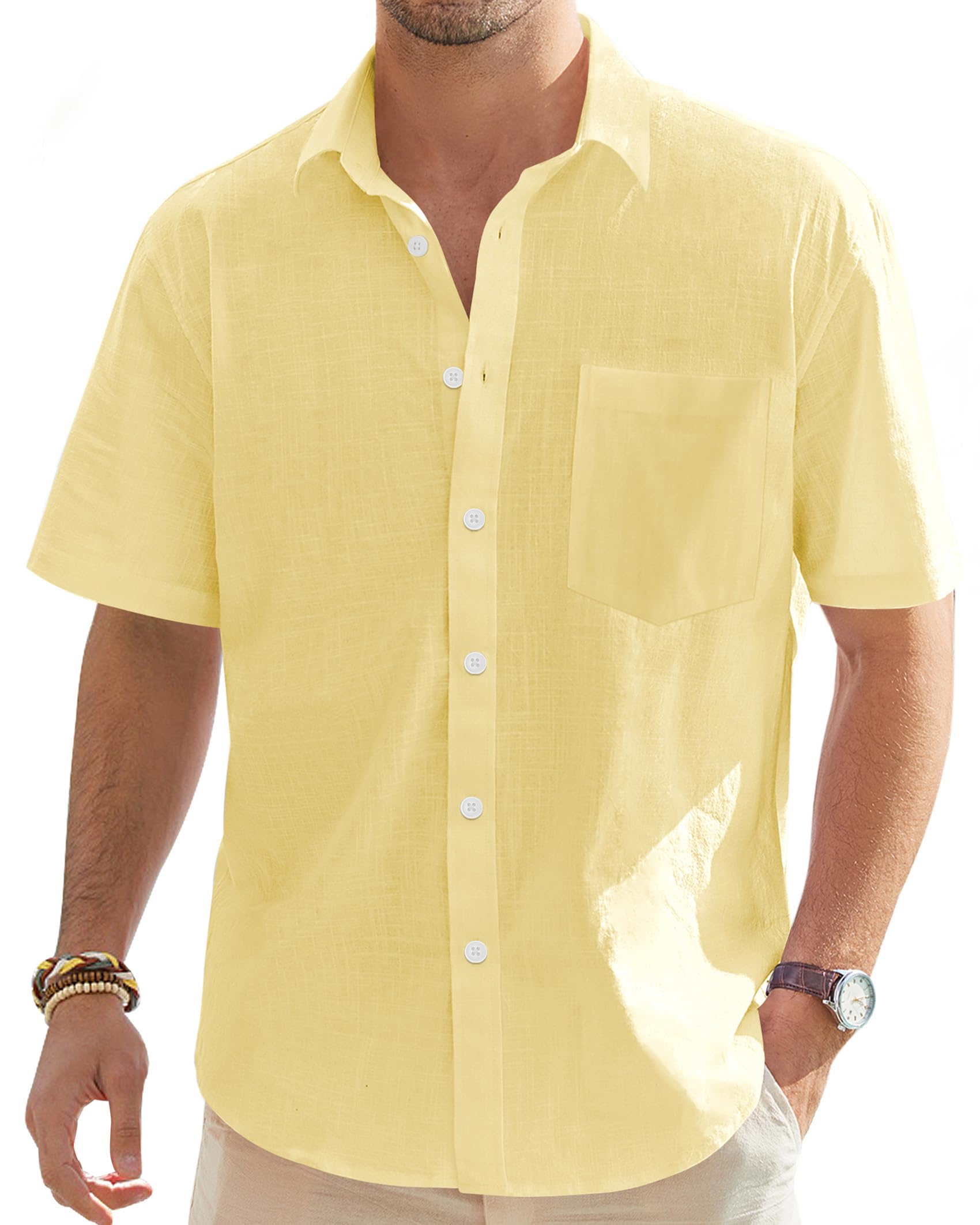 J.VER - Men's Mandarin Collar Long Sleeve T-Shirt with Pocket