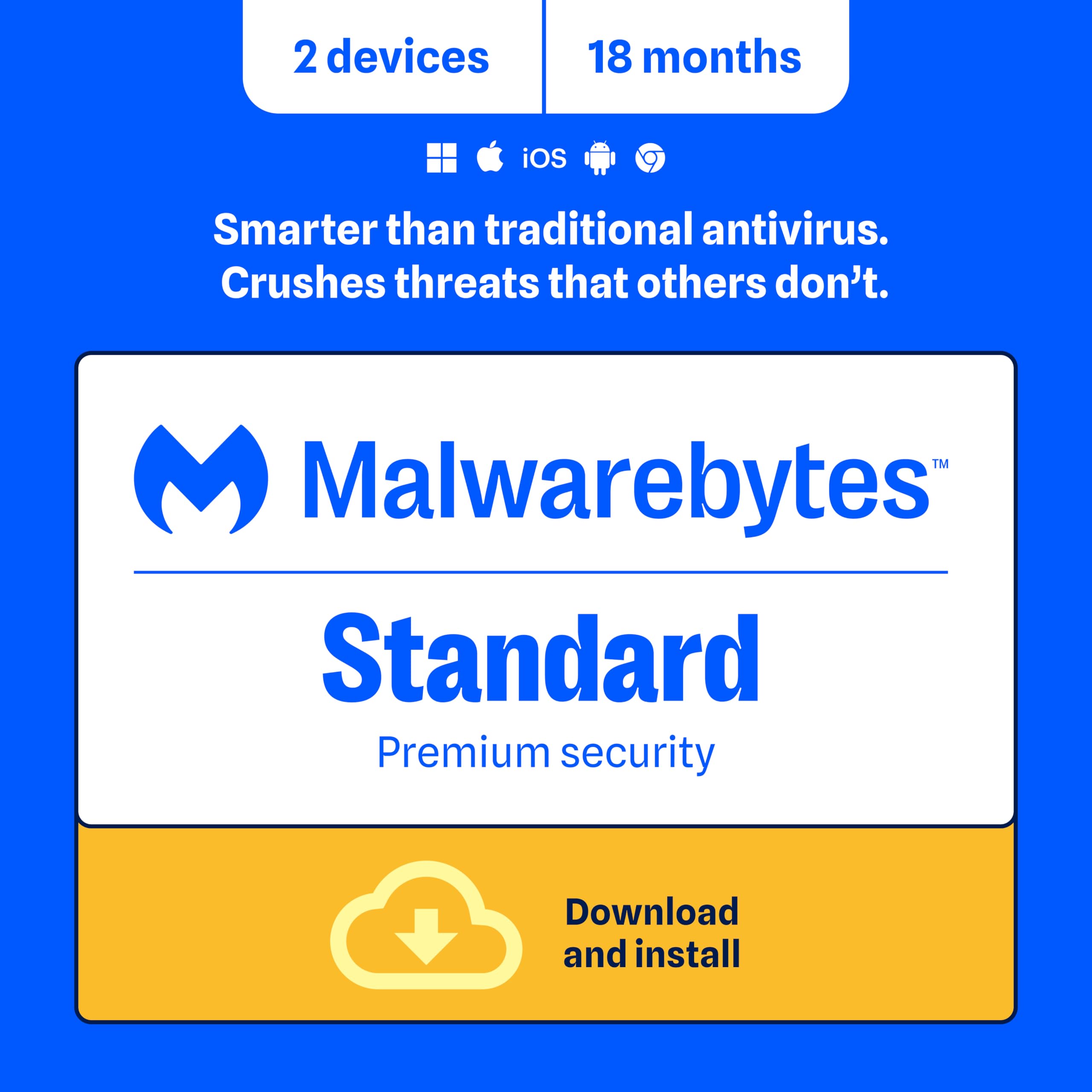 Malwarebytes Standard, Premium Security| Amazon Exclusive | 18 Months, 2 Devices