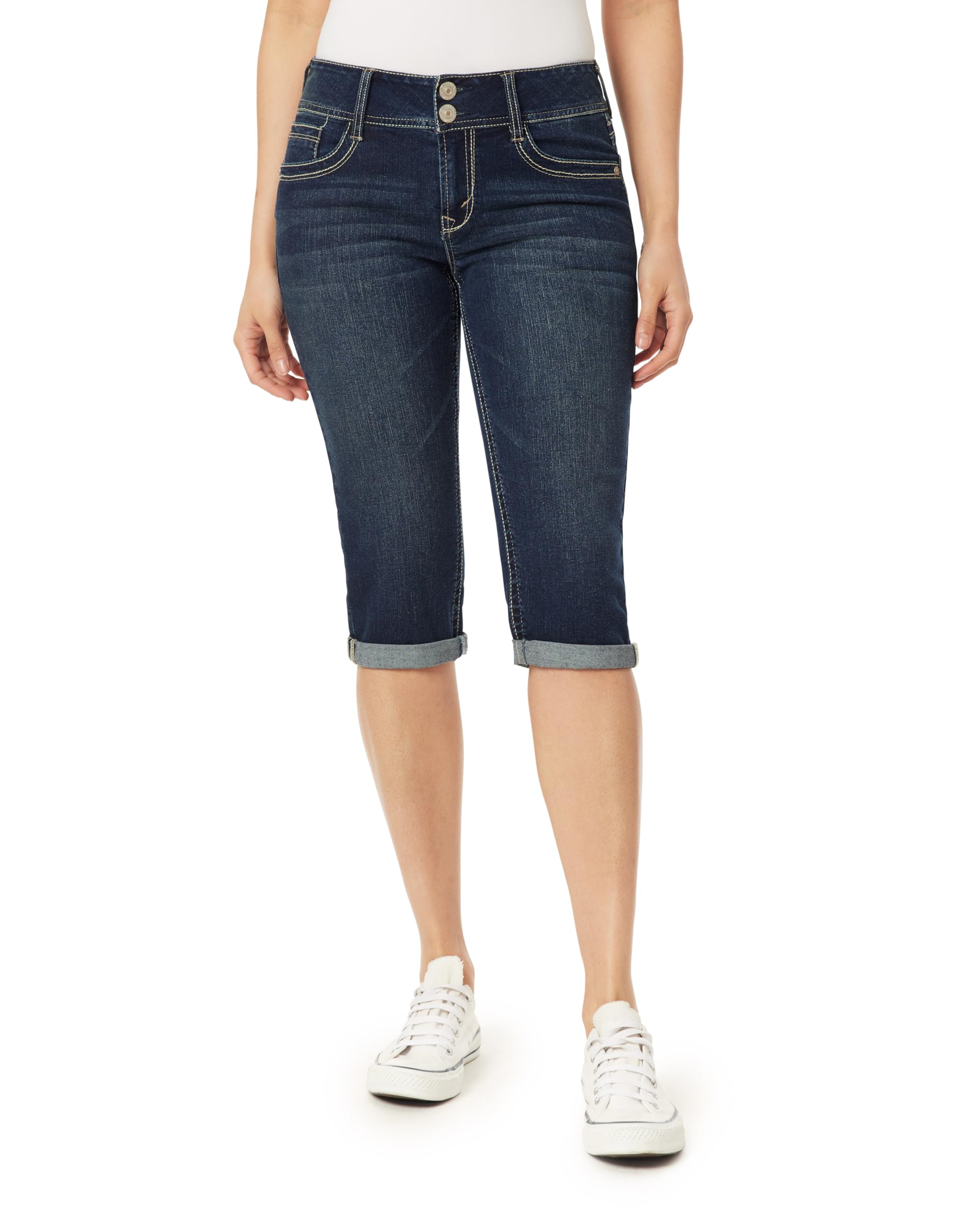 WallFlower Women's Luscious Curvy 17" Capri Mid-Rise Insta Stretch Juniors (Stan