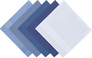 5 PCS Mens Handkerchief, Pure Cotton Mens Hankies Multipack Handkerchiefs for Men Cotton Pocket Solid Color Stripes