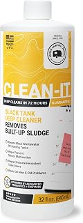 Unique Clean-It Liquid RV Black & Holding Tank Cleaner, 32 oz | Periodic deep clean & tank reset helps remove built-up waste, sludge, & odor-causing residue; no driving required