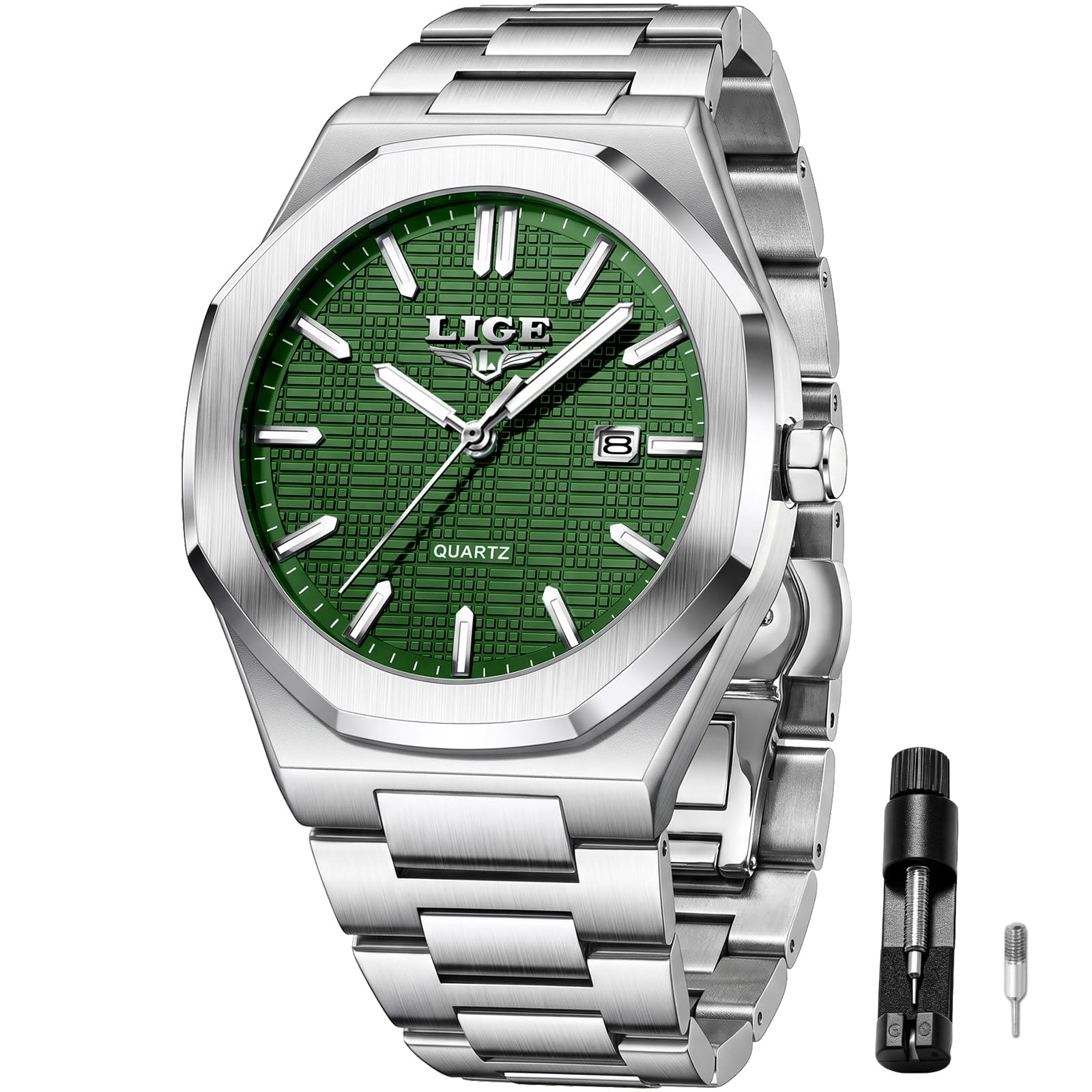 LIGE Quartz Watch for Men - Analogue Designer Big Face Mens Wrist Watches