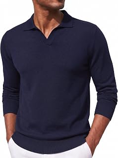 iClosam Men's Knitted Polo Sweater Fine Knit Sweater with Collar