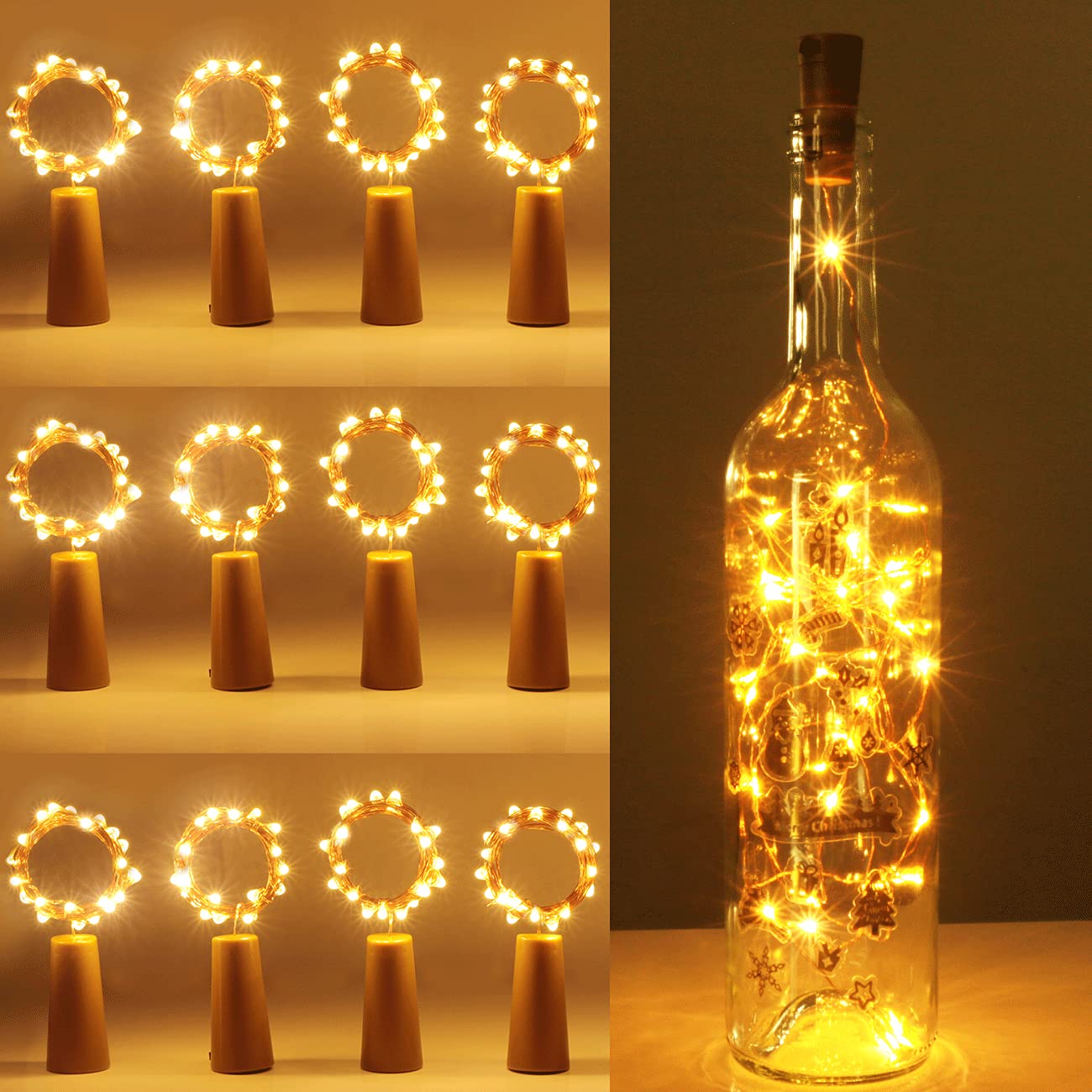 Kolpop Bottle Lights 12 Packs, Cork Lights for Wine Bottles, 2m 20 LED Copper Wi