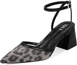 QIY Closed Toe Heels for Women Pumps Chunky Heel Strappy Sandals