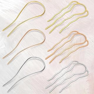 6 Pieces Metal Side Combs Large Size and French U Shape Hair Pins Vintage Hairstyles Hair Accessories for Women Wedding Hair Accessories (Gold, KC Gold, Silver)