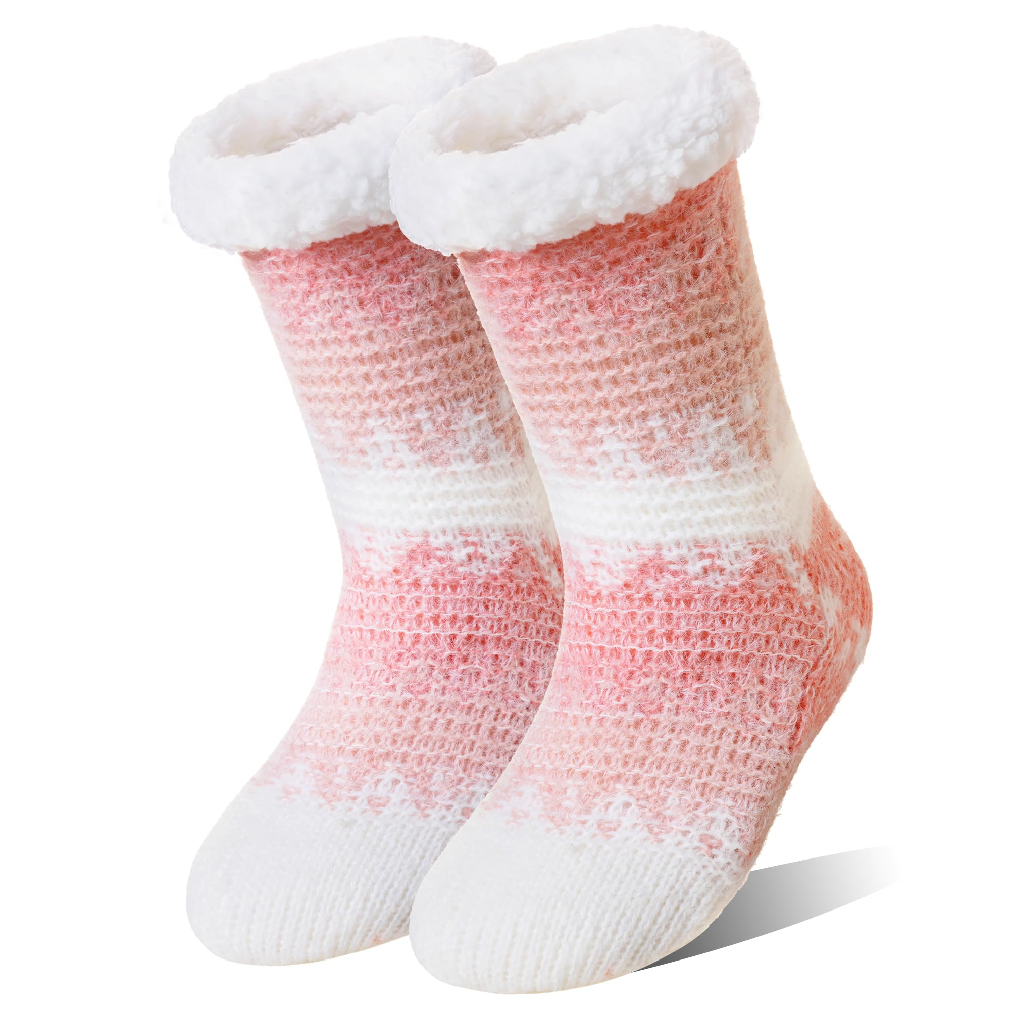 Womens Fuzzy Slipper Grips Socks Fluffy Winter Warm Fleece Lining Non Slip Thick