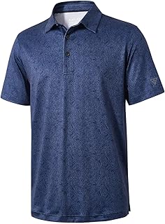 Mens Golf Shirts Dry Fit Short Sleeve Print Performance Moisture Wicking Polo Shirt