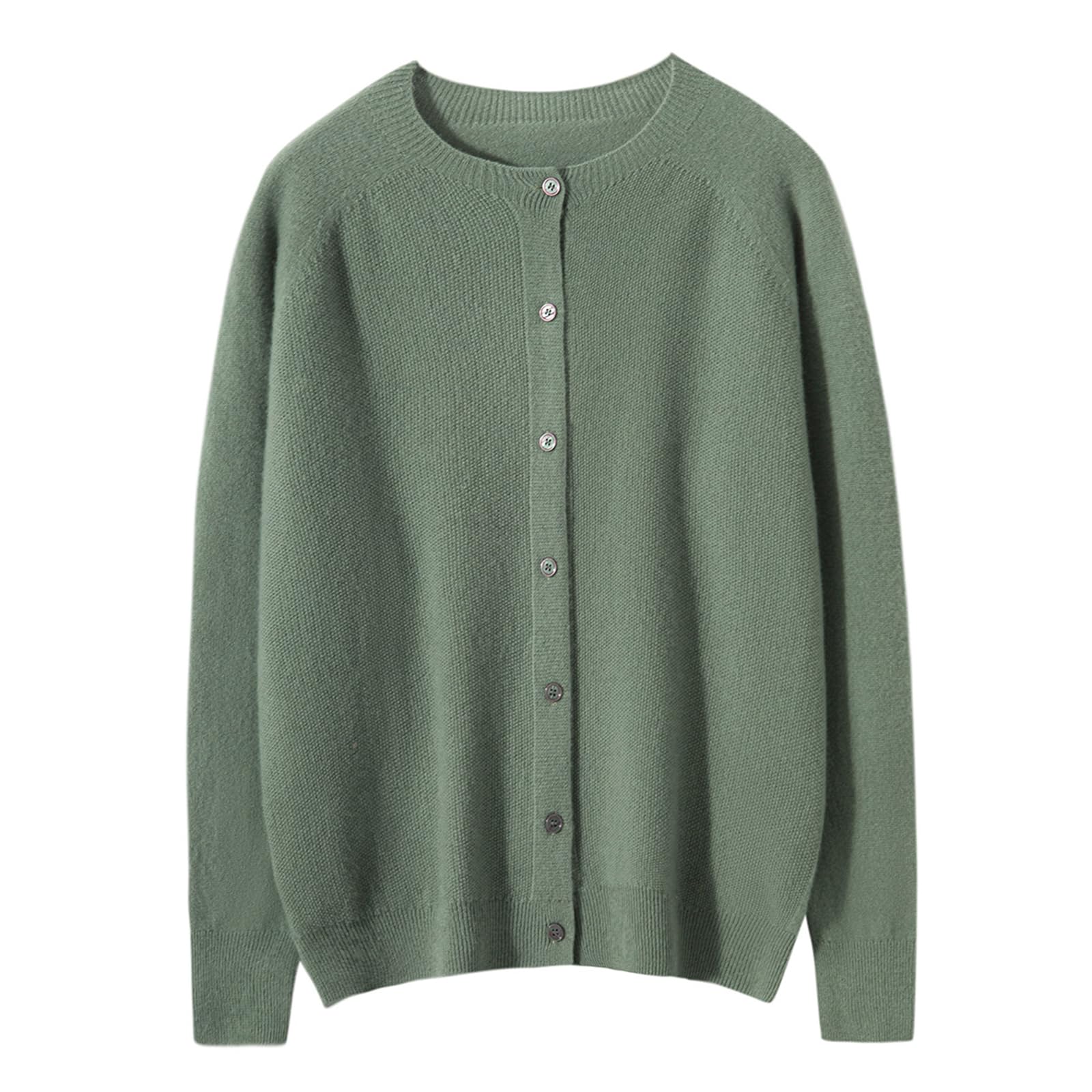 Women's 100% Merino Wool Crew Neck Cardigan Lightweight Sweaters