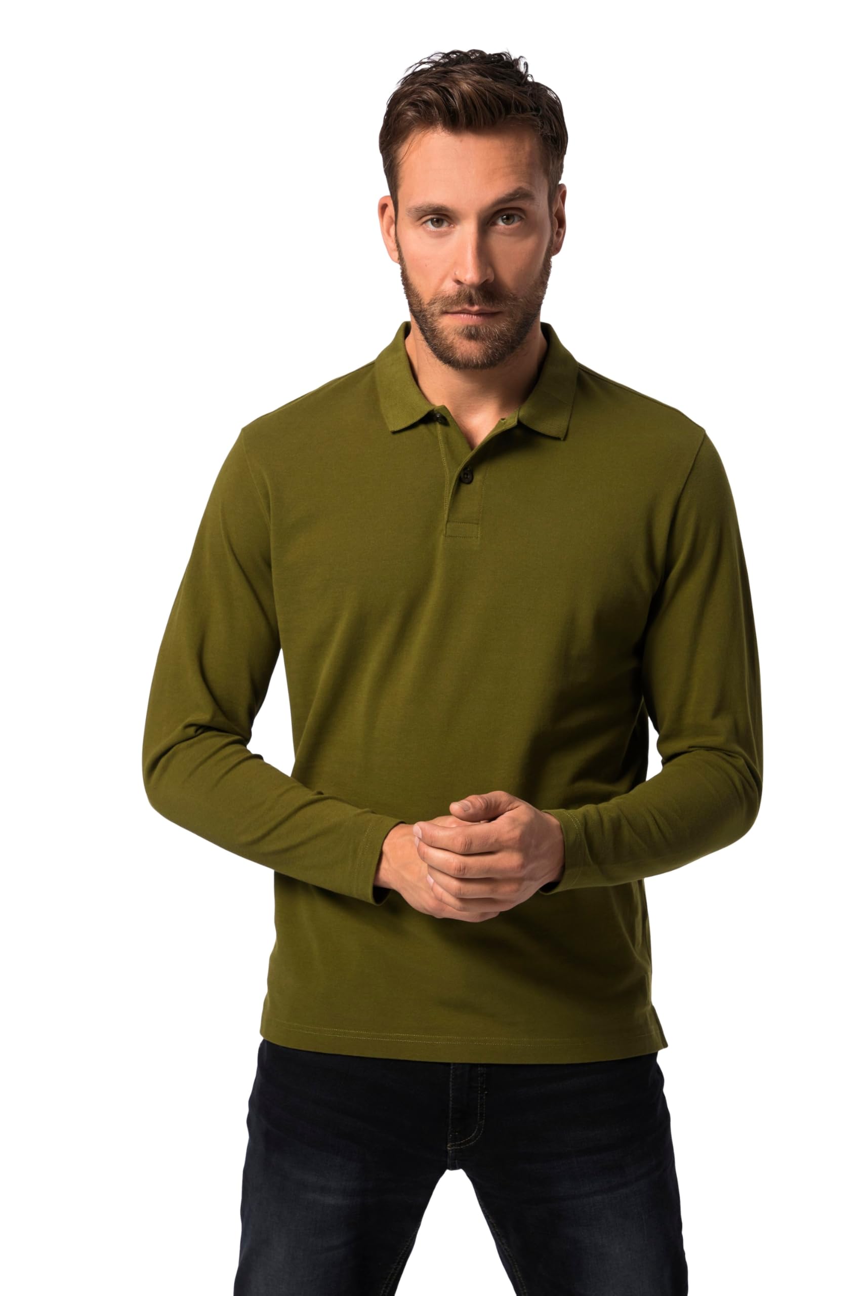JP 1880 Menswear Big & Tall Plus Size L-8XL Polo Shirt, Basic, Long-Sleeved, piq