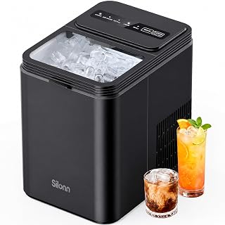 Silonn Ice Maker Countertop, 8 Cubes in 6 Mins, 26.5lbs/24H, Self-Cleaning