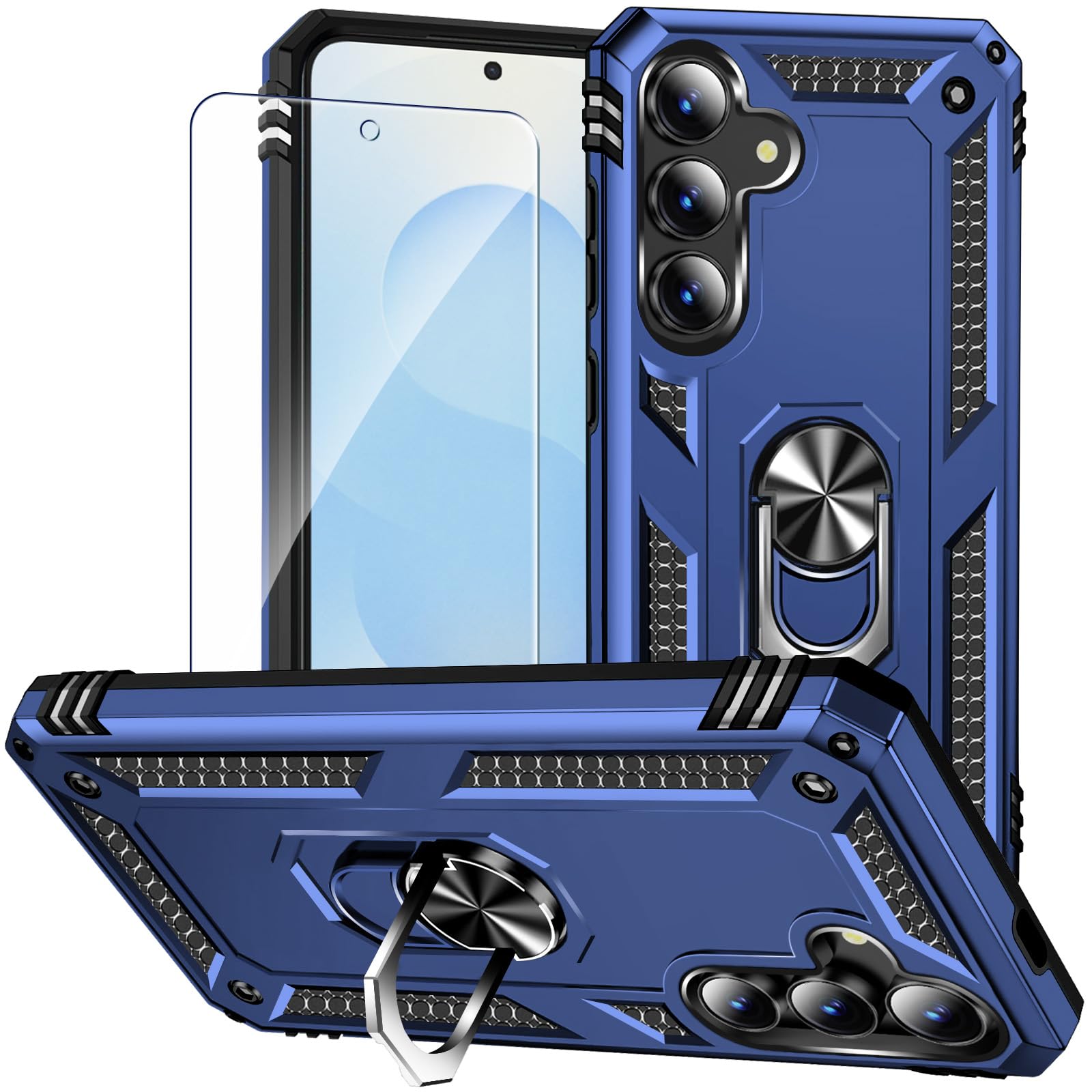 HNHYGETE for Galaxy S25 FE Case with Screen Protector: 360°Grade Rotatable Kicks
