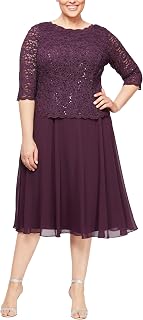 Alex Evenings Women's Faux Sequined Long Tea Dress (Petite and Normal) Special Occasion Dress