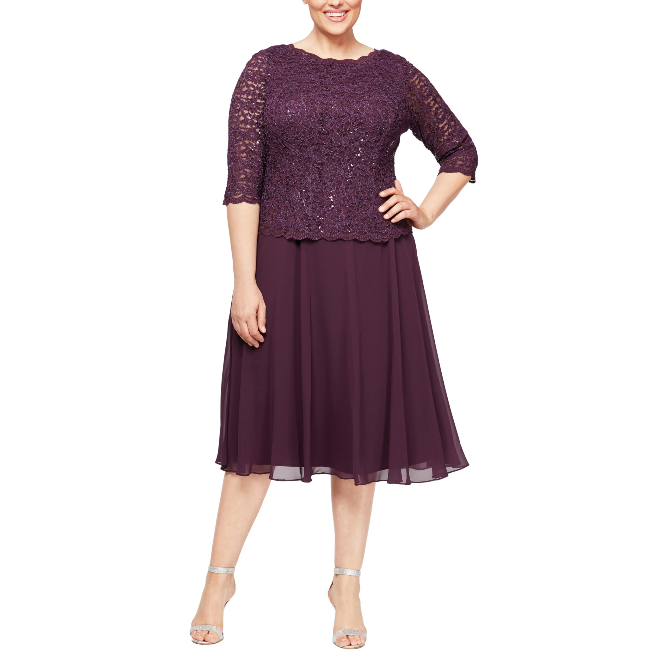Alex Evenings Women's Faux Sequined Long Tea Dress (Petite and Normal) Special O