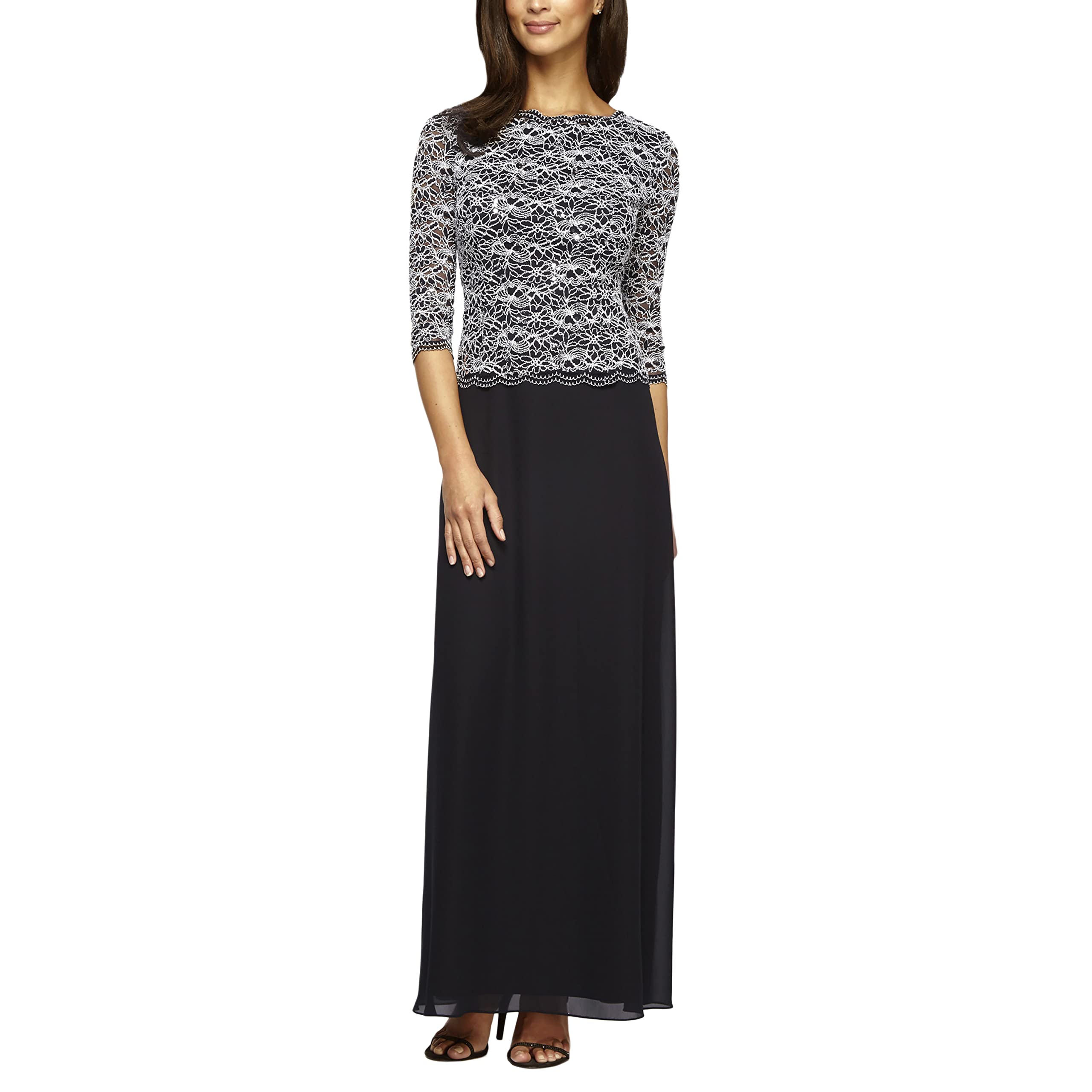 Alex Tea Length Sequin Mock Dress (Petite And Regular) Women's Special Occasion 