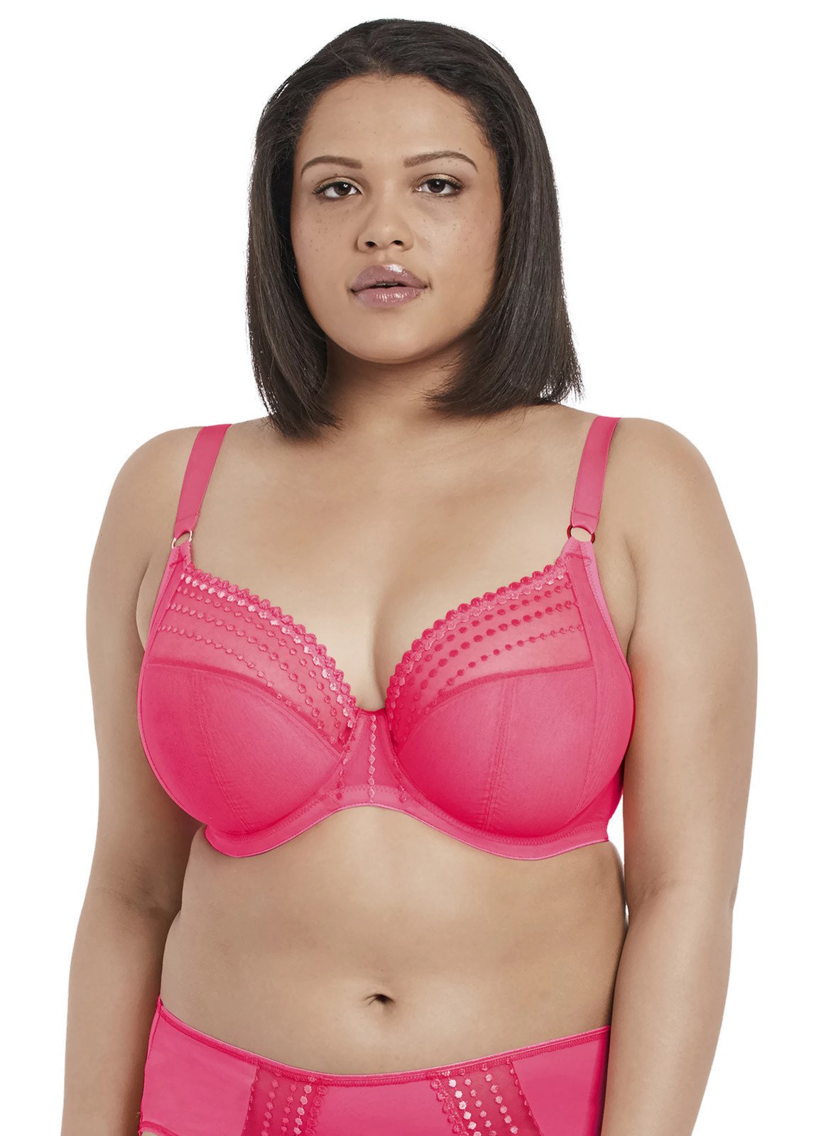 Elomi Matilda Underwired Plunge Bra, Opaque Women's, Neon pink, E