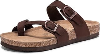 FITORY Womens Slides Sandals with Soft Cork Footbed,Comfort Arch Support
