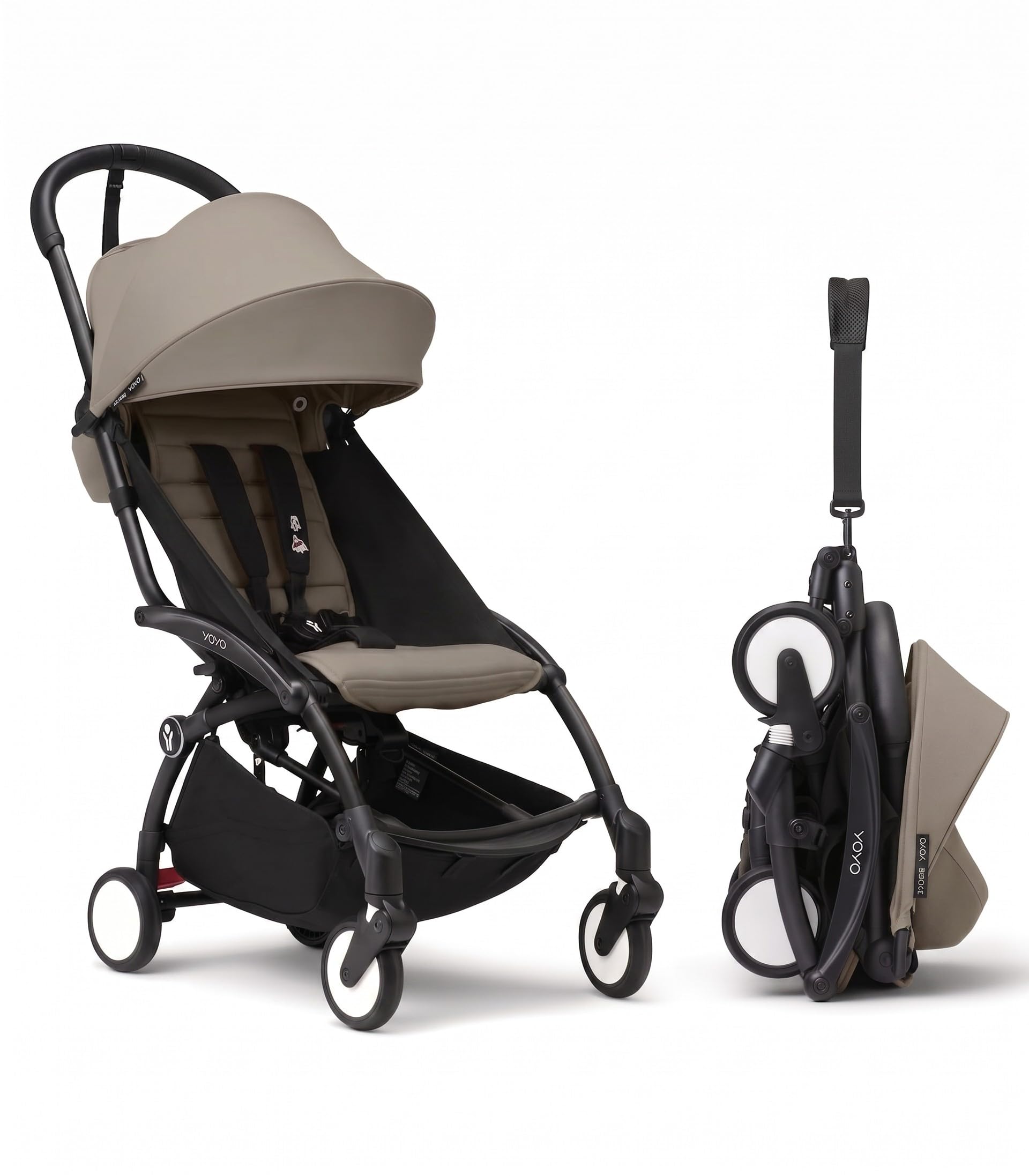 Stokke YOYO3 Travel Stroller from 6 Months, Easy Fold, Black/Taupe | Includes Fr