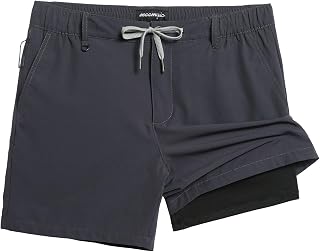 maamgic Men's Casual Shorts with 5/7" Compression Lining Classic Fit Khaki