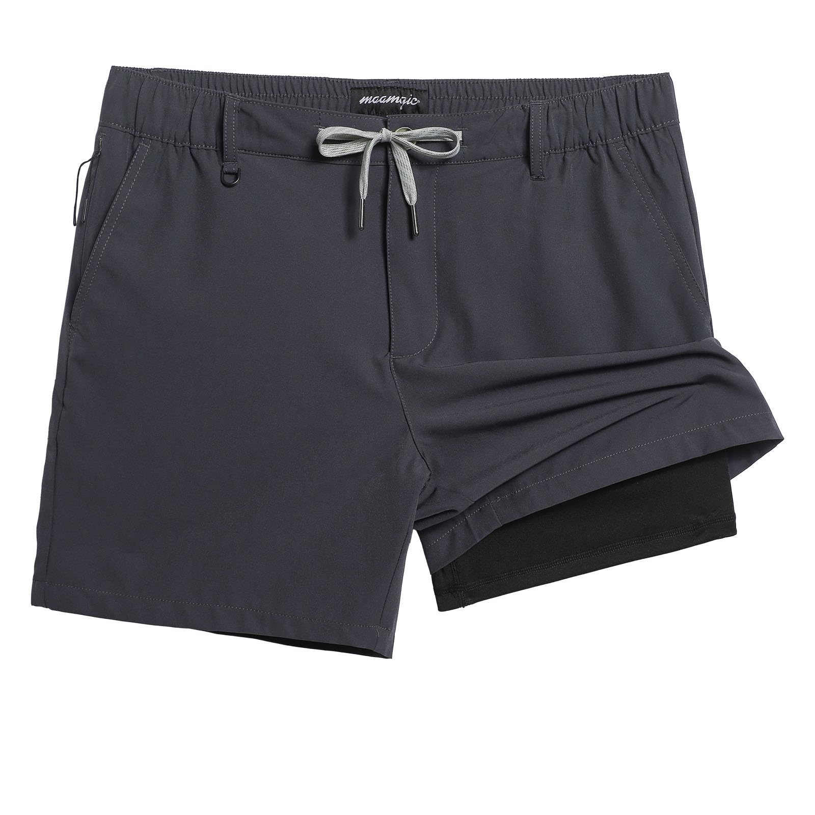 maamgic Men's Casual Shorts with 5/7" Compression Lining Classic Fit Khaki