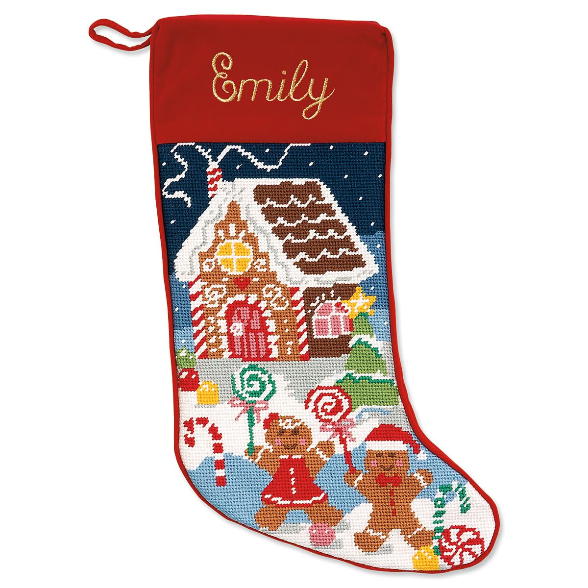 Lillian Vernon Needlepoint Personalized Christmas Stocking | Gingerbread , Chris