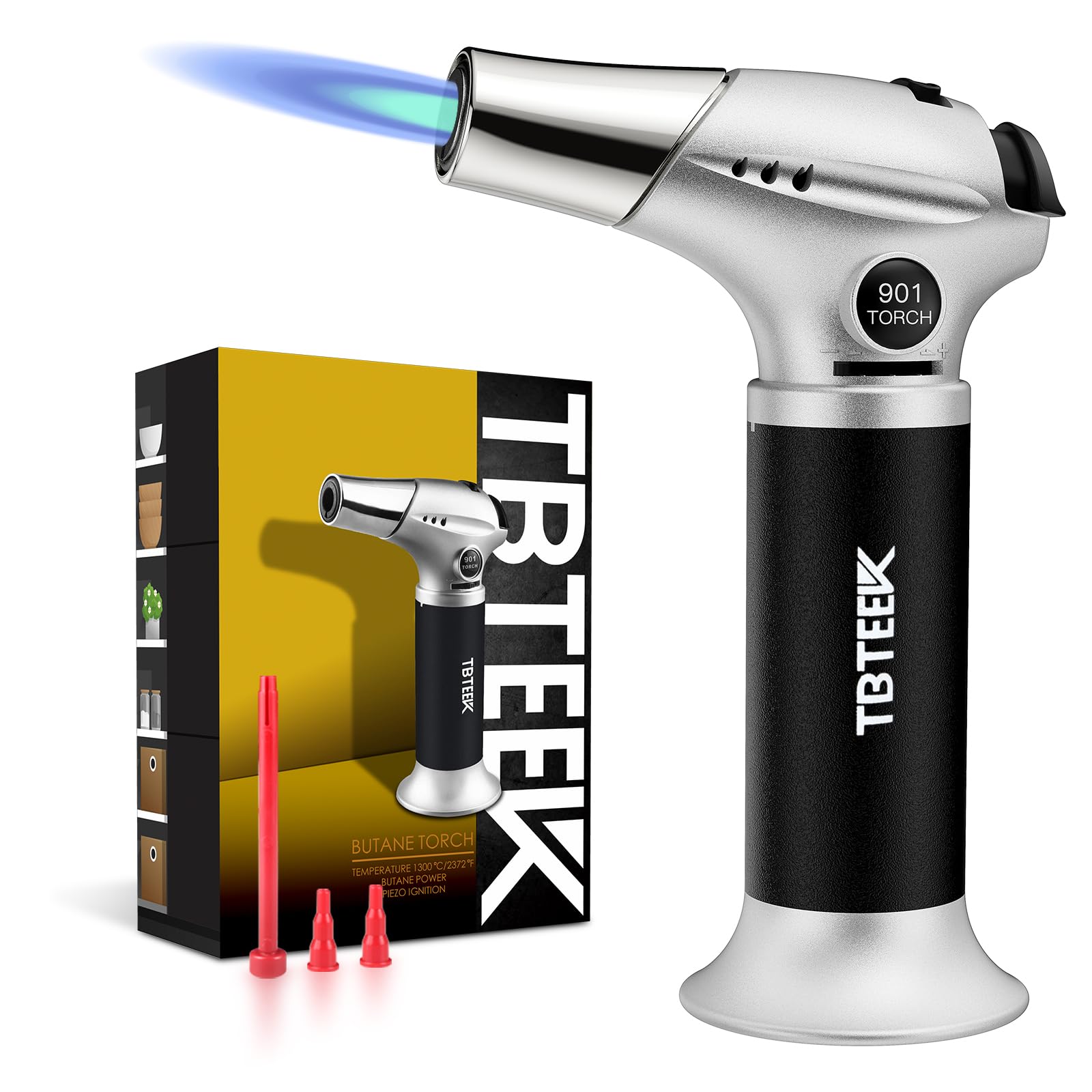 TBTeek Kitchen Butane Torch with Safety Lock for Baking, Crafts & Steak | 2500°F