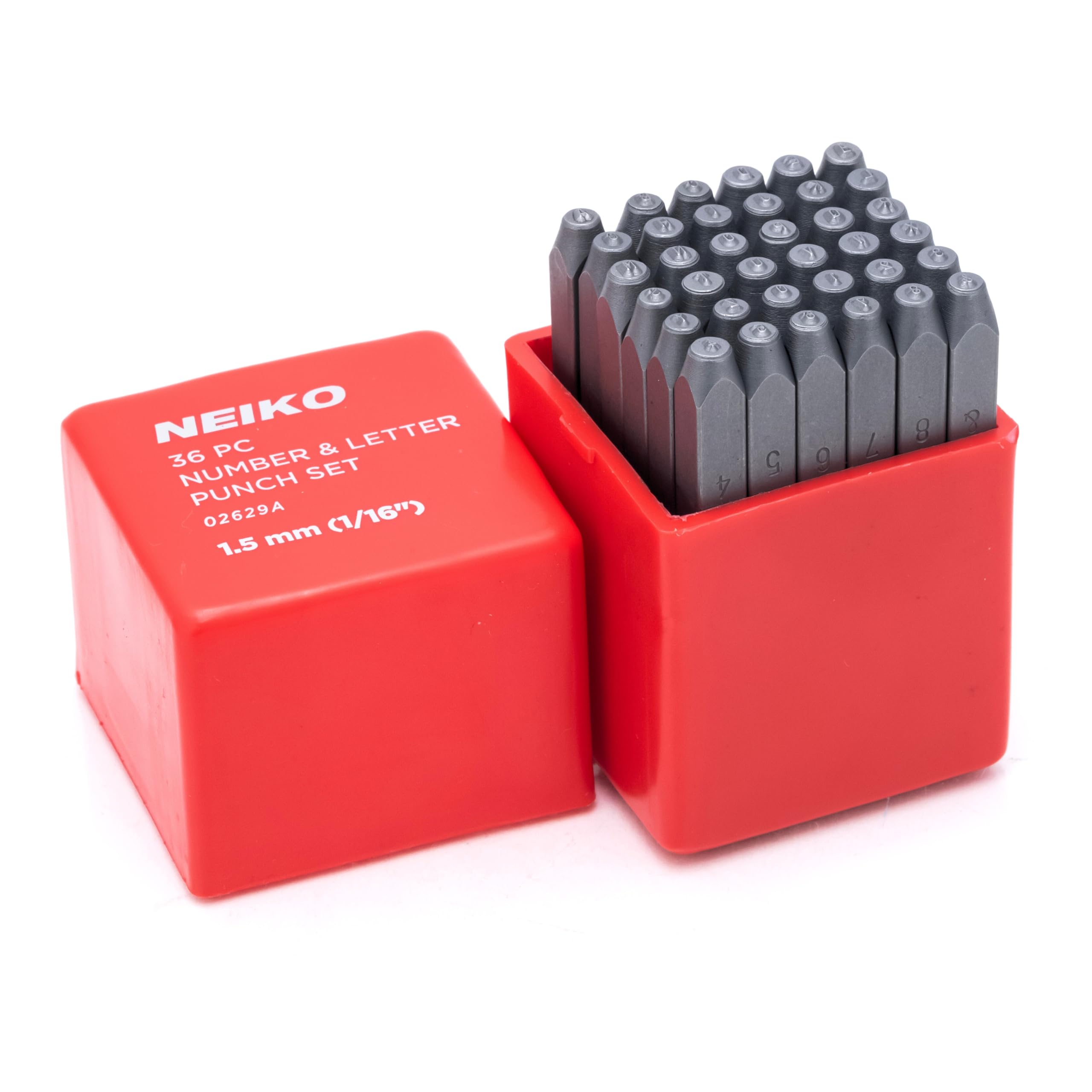 NEIKO 02629A Number and Letter Punch Set with Heat-Treated Steel Punches, Imprin