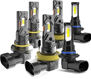 LED Headlight Bulbs Fit for Toyota Tundra 2007-2013,9005 H11 9145 High Low Beam Fog Lights Led Headlights,1:1 Design 6000K Cool White Super Bright Headlight Bulb Kit,Plug and Play,6-Pack
