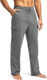 Pudolla Men's Cotton Sweatpants with Cargo Pockets Casual Workout Pants