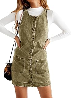Yousify Womens Casual Sleeveless Denim Overalls Dresses Button Down Summer Jean Mini Dress 2025 Trendy Romper With Pockets