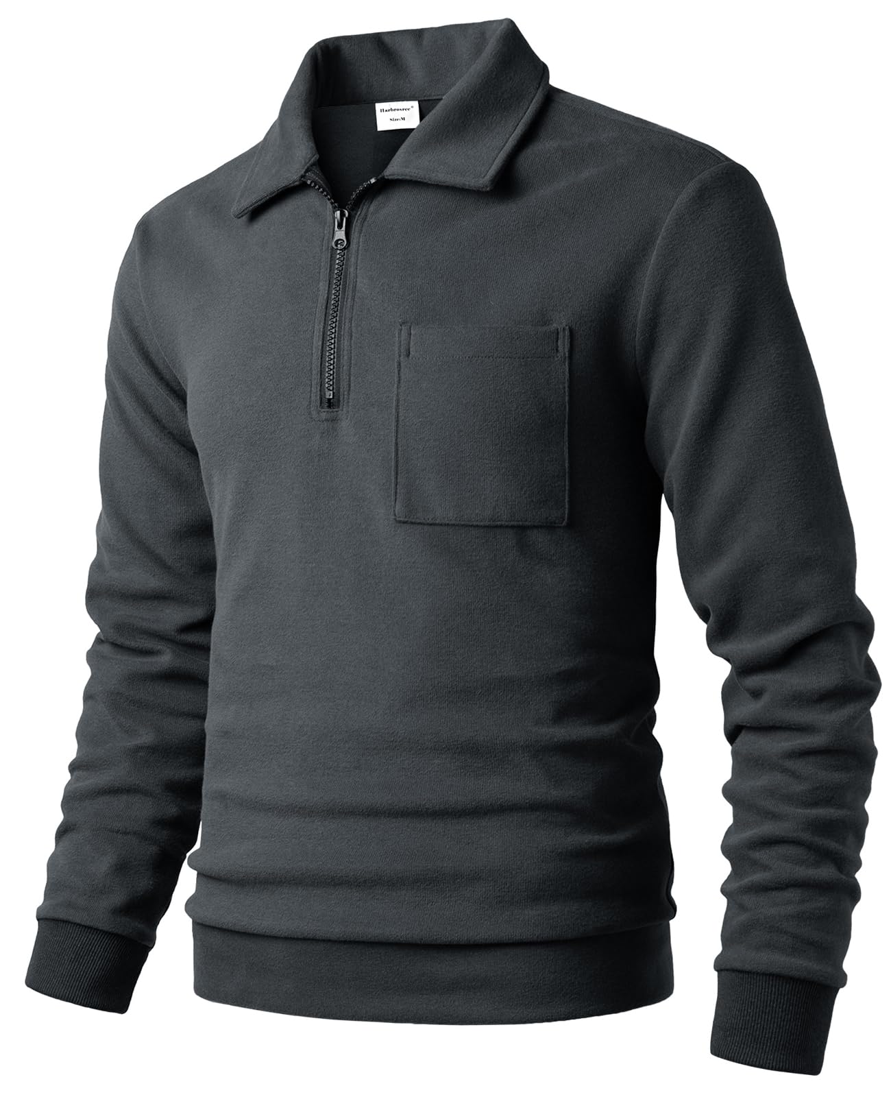 Men's Half Fleece Sweatshirt with Zip Top without Hood for Work Microfleece High