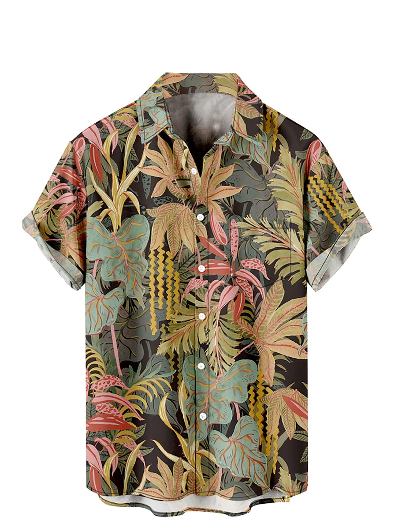 Hawaiian Shirts for Men, Print Casual Short Sleeve Button Down Resort Shirts Bea