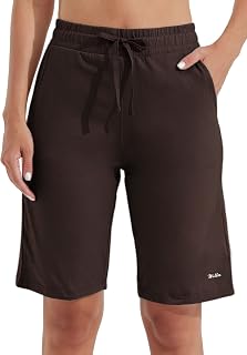WILLIT Women's Cotton Bermuda Shorts 10 Inch Long Shorts Yoga Exercise Knee Length Workout Athletic Shorts with Pockets