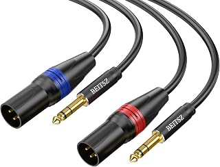 BEITSZ 2 Pack 6.35mm TRS Jack to XLR Male Cable, Balanced Audio Lead, 1m | Balanced 3-Pin, Dual-Shielded, 24AWG OFC, Gold-Plated, Flexible, Colour-Coded