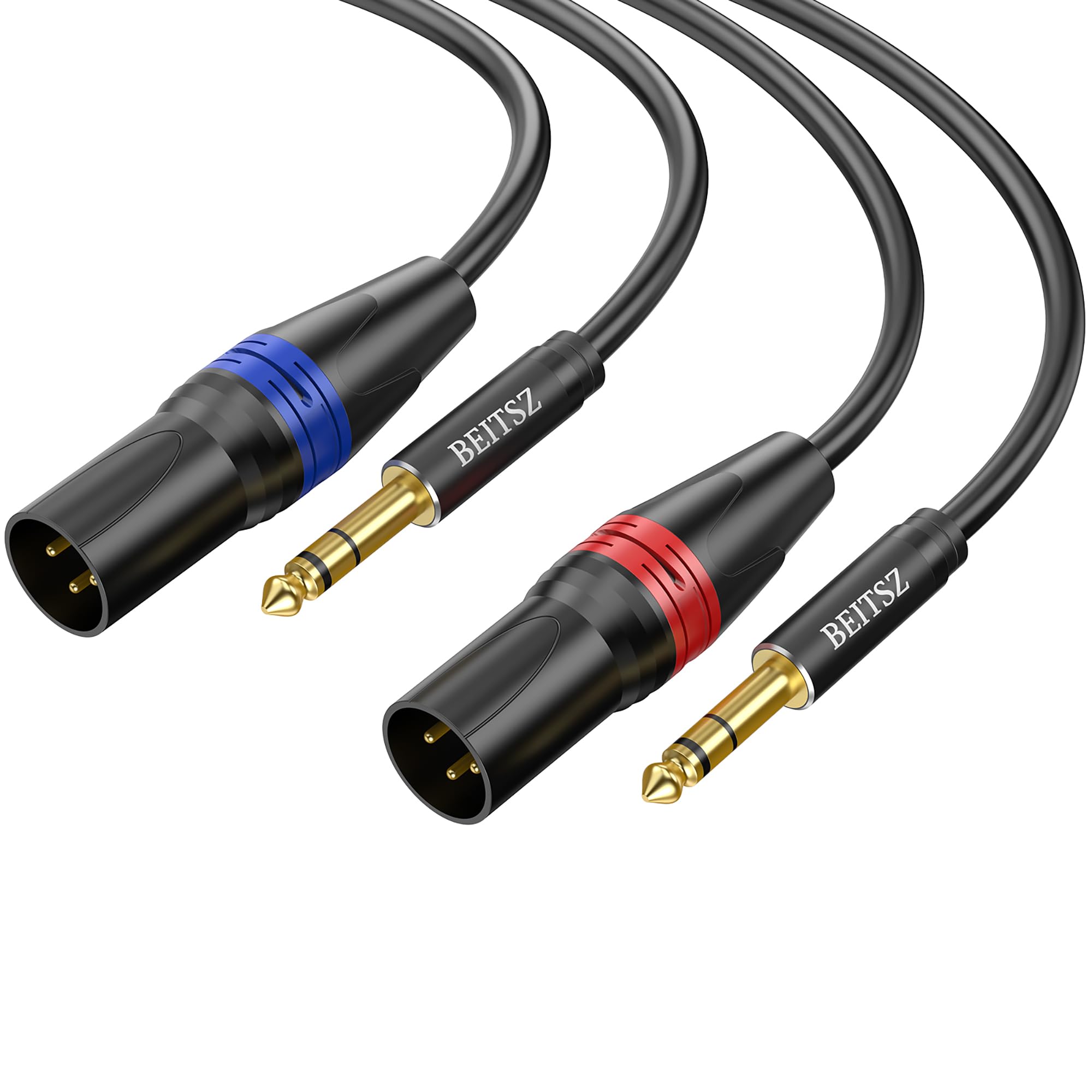 BEITSZ 2 Pack 6.35mm TRS Jack to XLR Male Cable, Balanced Audio Lead, 1m | Balan