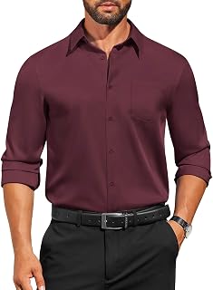 COOFANDY Mens Dress Shirts Long Sleeve Casual Button Down Shirt Regular Fit