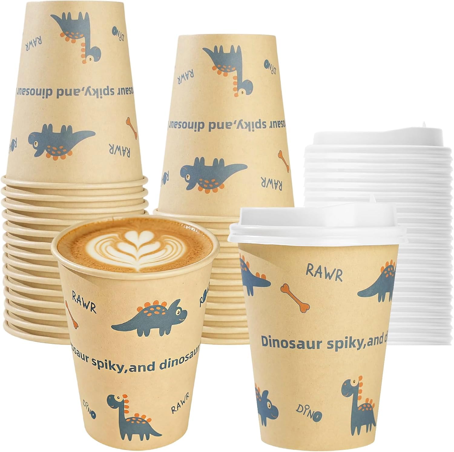 Bamboo Pulp Coffee Cups with Lids 12oz/340ml, 25 Pack Disposable Coffee Cups, Ri