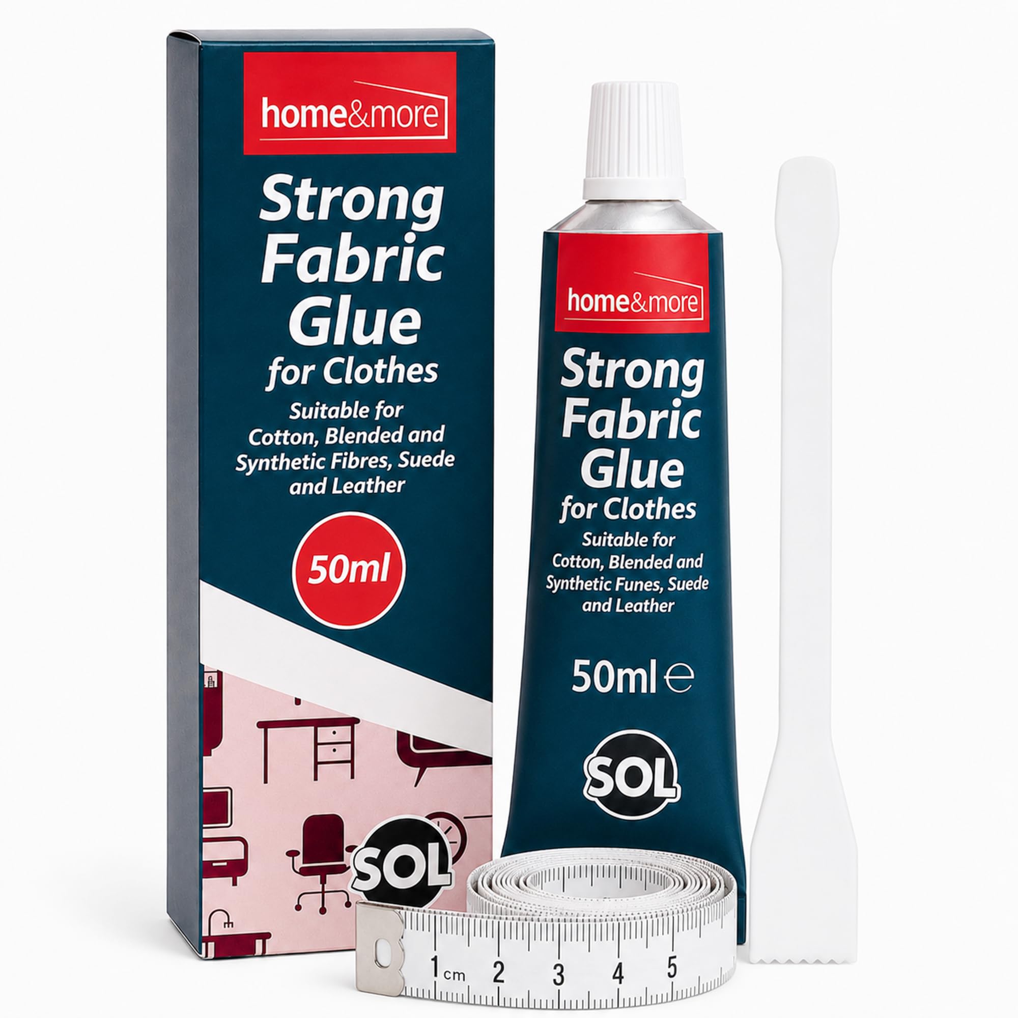 SOL 1pk Strong Fabric Glue For Clothes - Waterproof Fabric Adhesive - 50ml | Tex