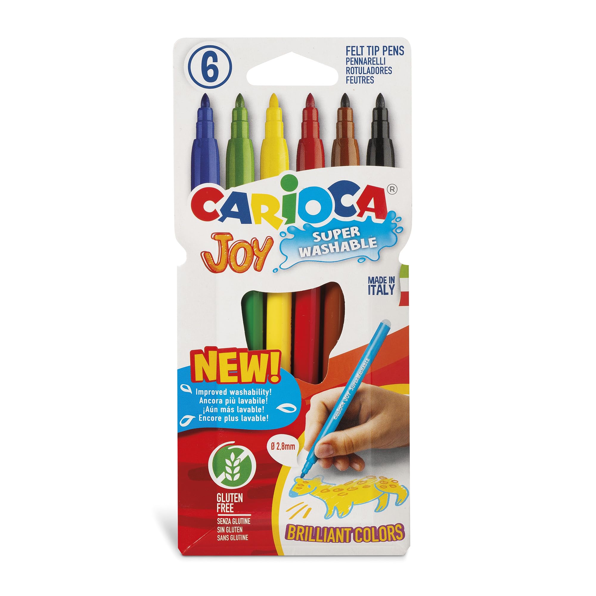 Carioca Joy Paperboard Wallet Marker Pens for Kids with Fine Tip - Ideal for Dra