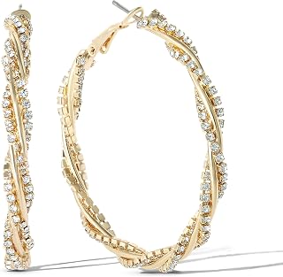 Jessica Simpson Womens Drop and Hoop Earrings - Gold-Tone Earrings with Crystal Embellishments