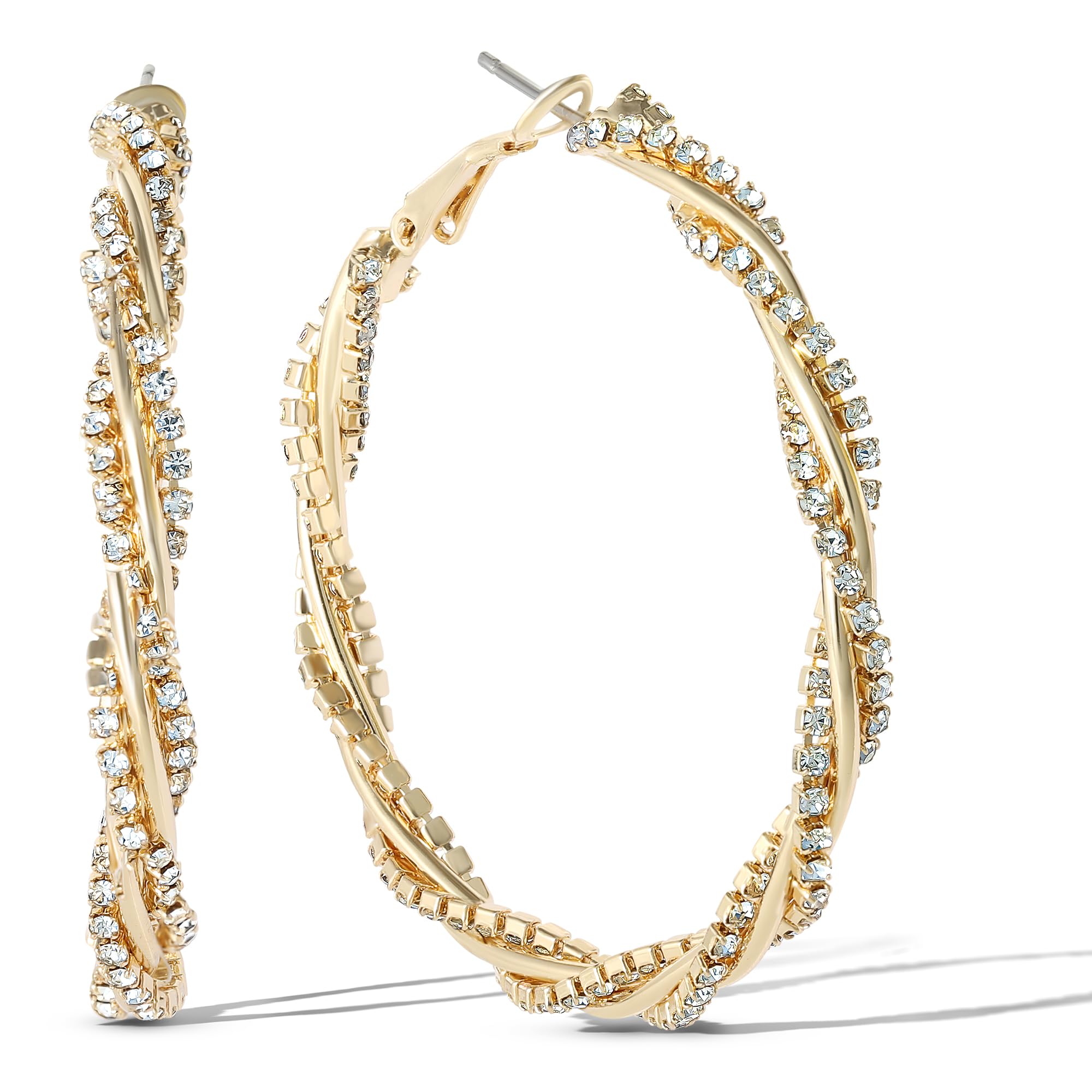 Jessica Simpson Womens Drop and Hoop Earrings - Gold-Tone Earrings with Crystal 