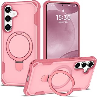 Designed for Samsung Galaxy S24Plus & S25PLUS Case 6.7'' with Magnetic Ring Stand [Military Drop Protection][Compatible with MagSafe] Shockproof Plus Phone Case for Men Wowen,Pink