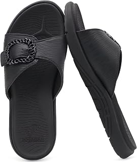 COFACE Womens Dressy Orthotic Slides Lightweight Yoga Mat Thick Cushion Recovery Walking Sandals Adjustable Slip On Slippers with Comfortable Plantar Fasciitis Arch Support