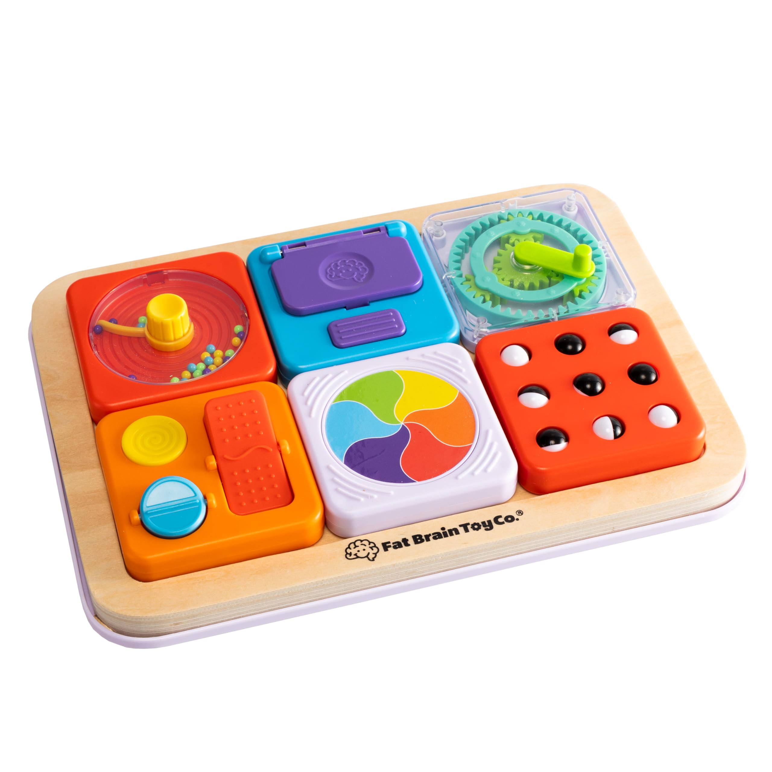 Fat Brain Toys PlayTab Essentials, Modular Sensory Activity Board, Busy Board fo