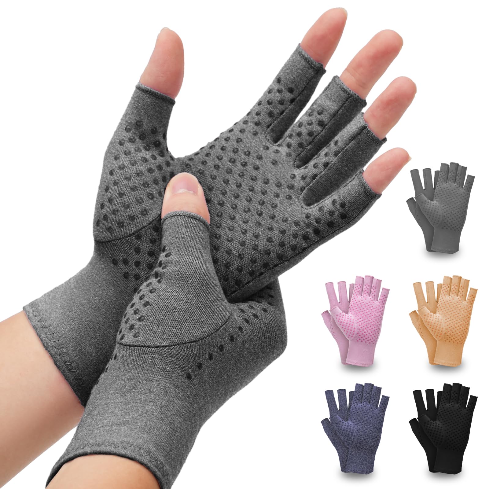 DRNAIETY 2-Pair Arthritis Compression Gloves for Hand Arthritis, Fingerless | fo
