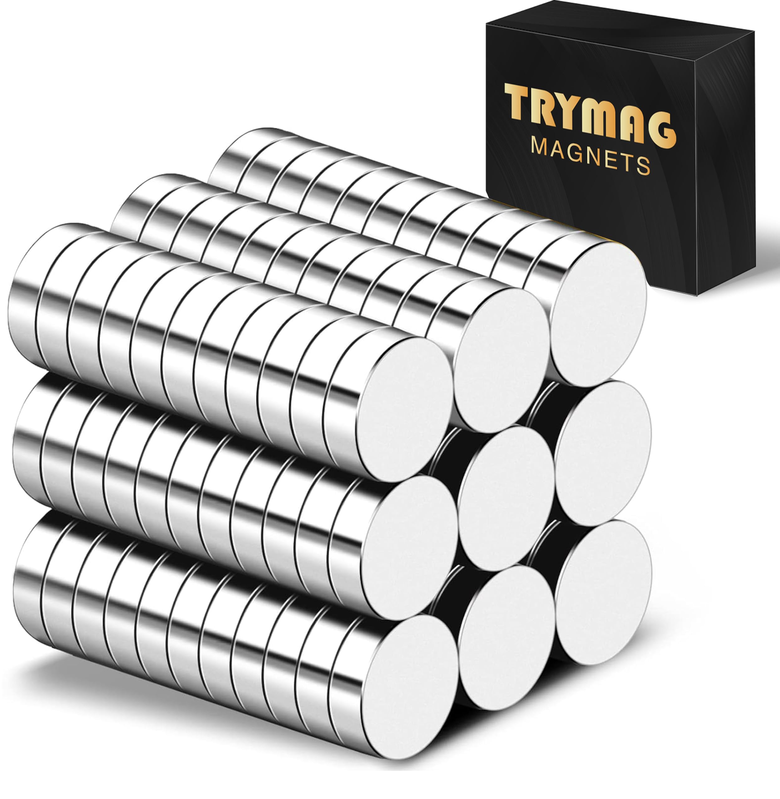 TRYMAG Magnets, Round Disc Magnets, Refrigerator Magnets, 100 PCS | Rare Earth M