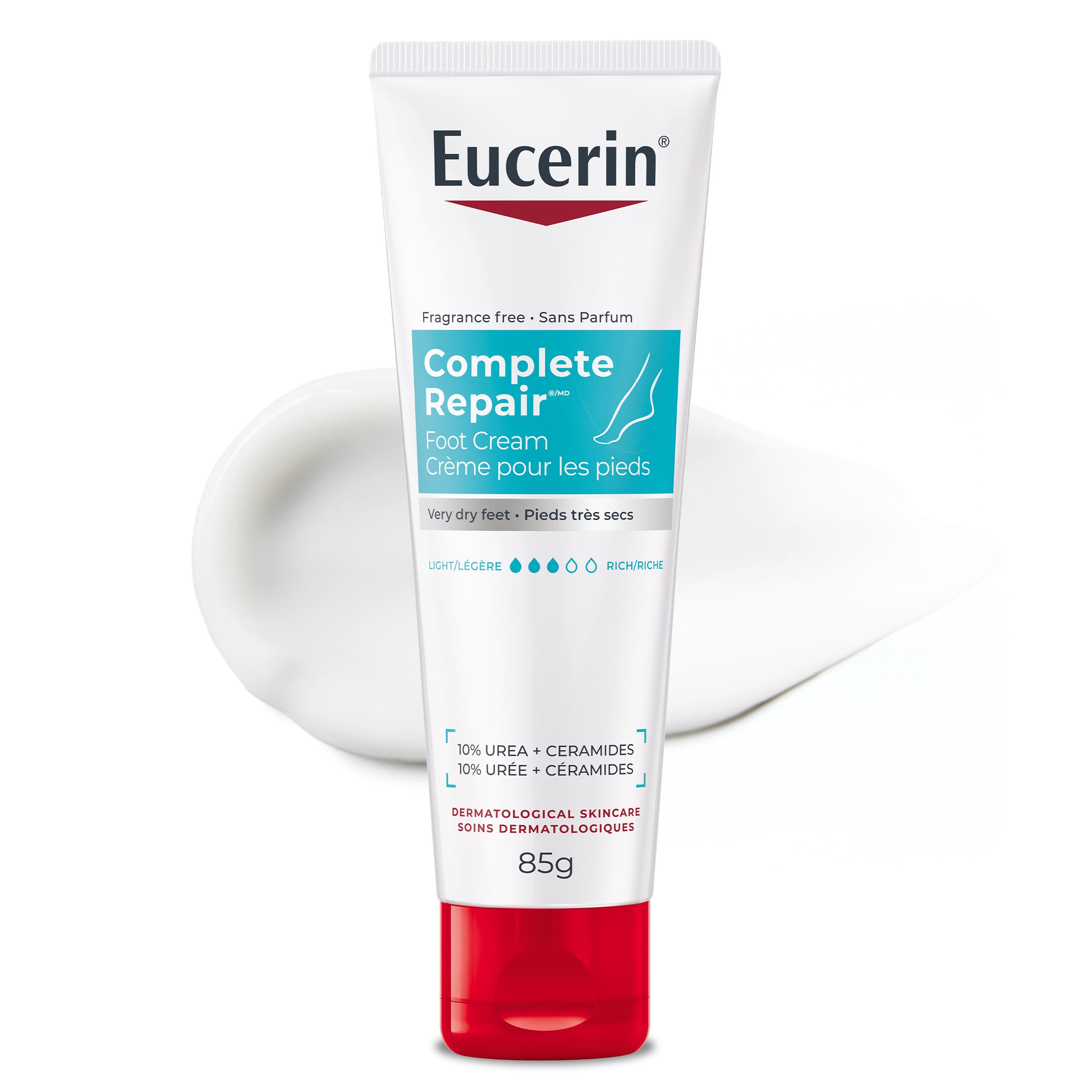 Eucerin Complete Repair Foot Cream, Moisturizing 10% Urea & Ceramides, 85mL